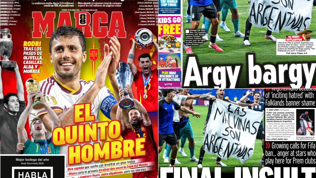 Las portadas: la prensa inglesa, muy cabreada con la pancarta de los jugadores argentinos