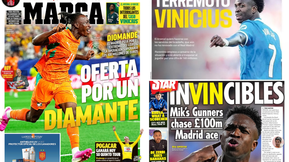 Las portadas del día: Un diamante para el Madrid, terremoto Vinicius…
