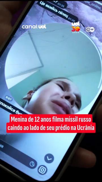 Menina de 12 anos filma míssil russo caindo ao lado de seu prédio na Ucrânia