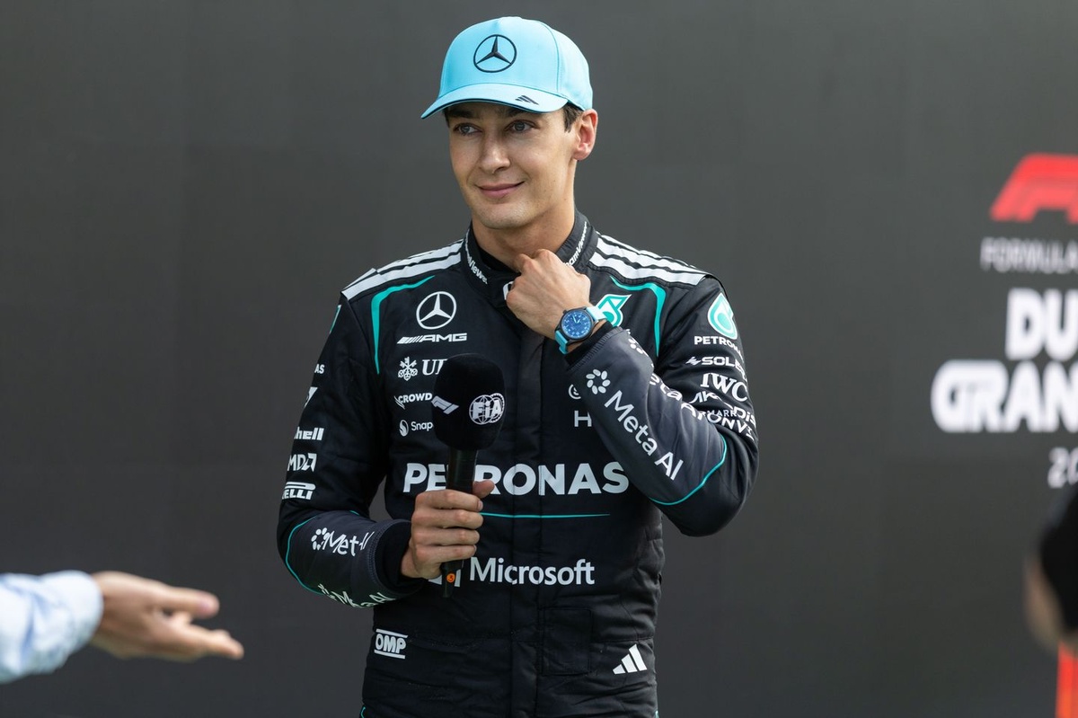 George Russell treats Mercedes team members to special Silverstone karting event