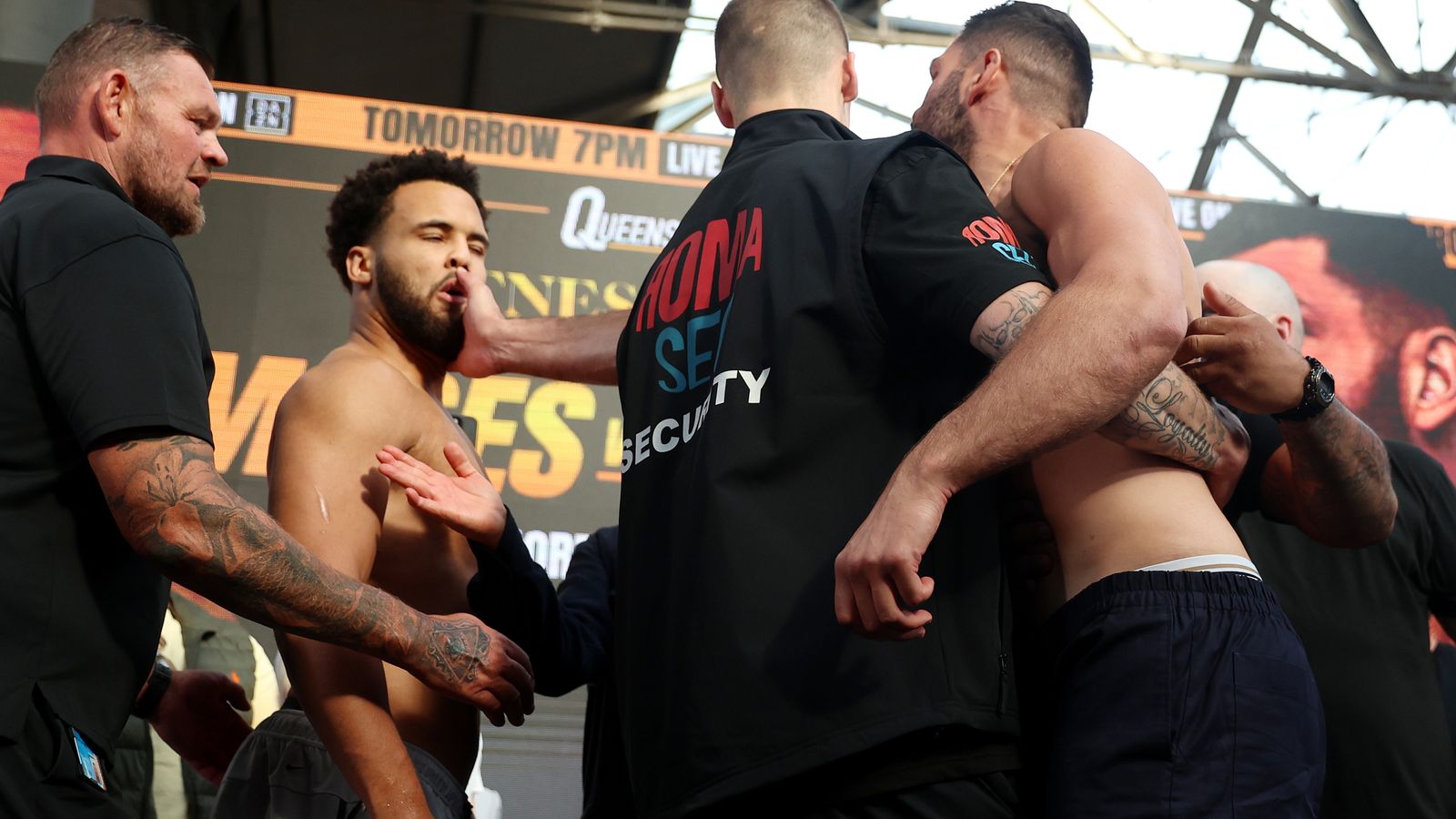 Moses Itauma vs Filip Hrgovic: Weigh-in turns heated with push and slap after final face off for IBF heavyweight world title fight | Boxing News