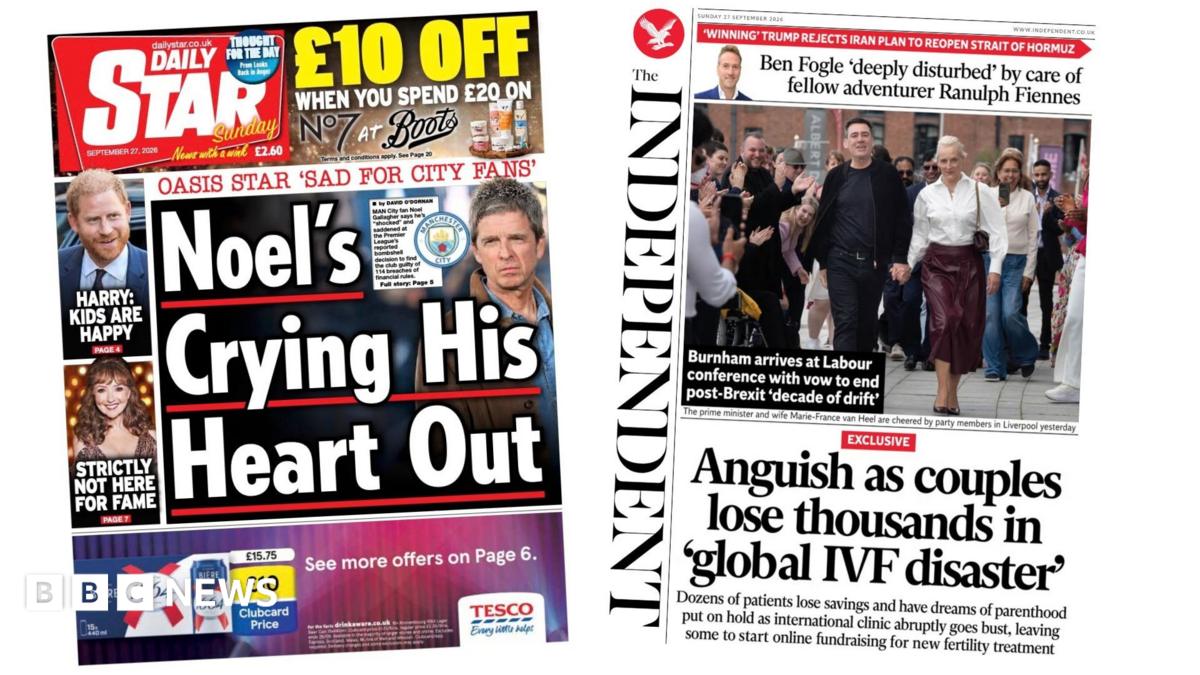 Newspaper headlines: ‘Noel’s crying his heart out’ and ‘global IVF disaster’