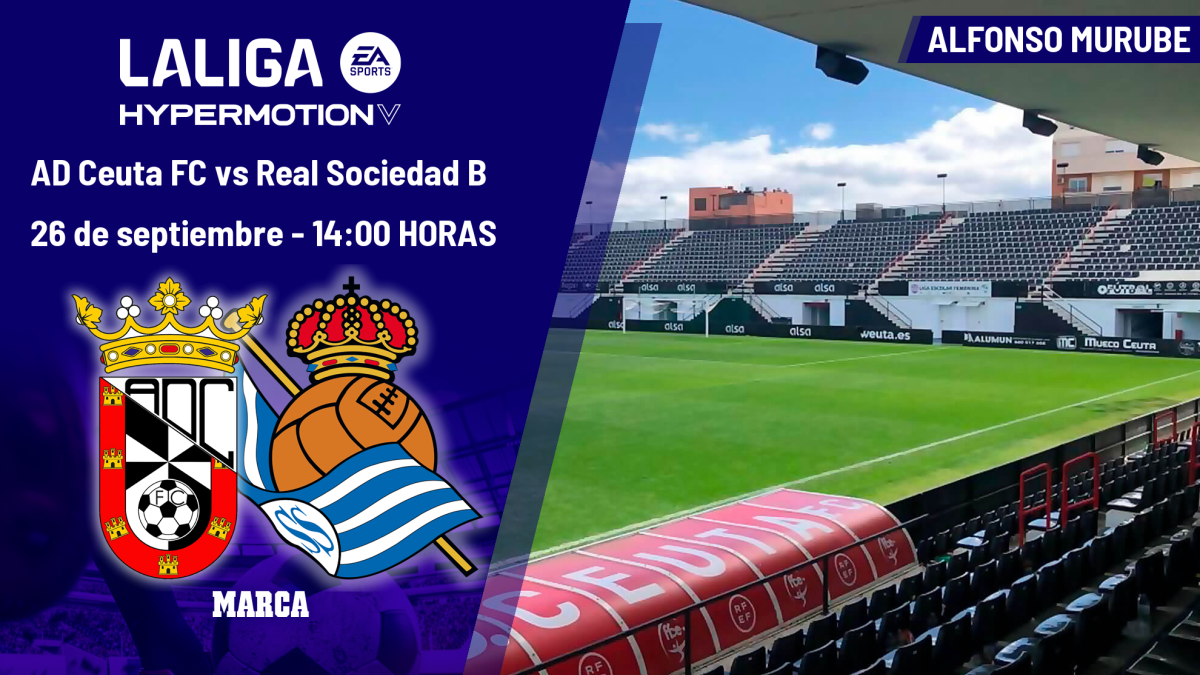 AD Ceuta FC – Real Sociedad B: horario, dónde ver en TV y canal del partido de LaLiga Hypermotion