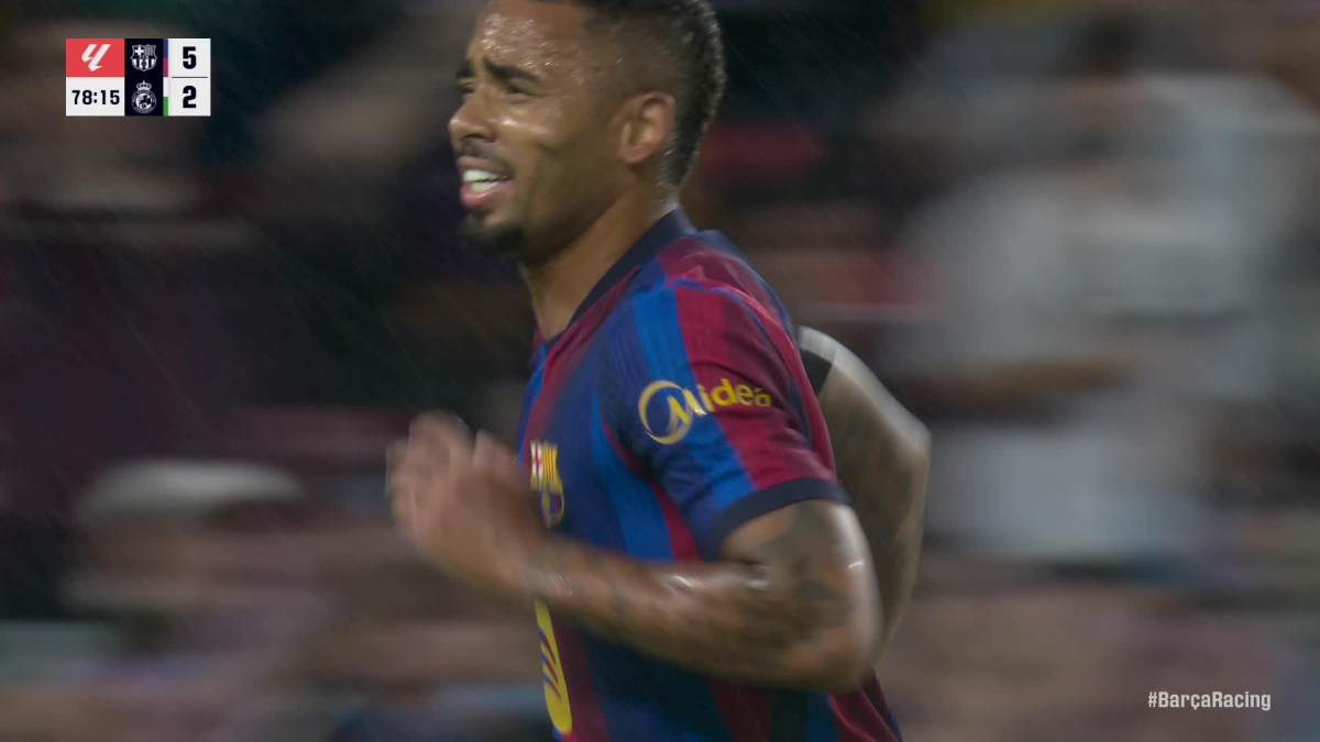 Gol de Gabriel Jesús (6-2) en el FC Barcelona 7-2 Racing