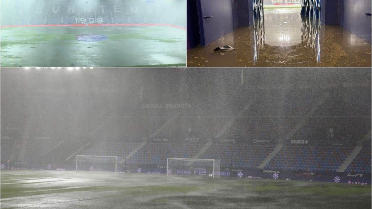 Las impactantes imágenes del aguacero que suspendió el Levante-Athletic