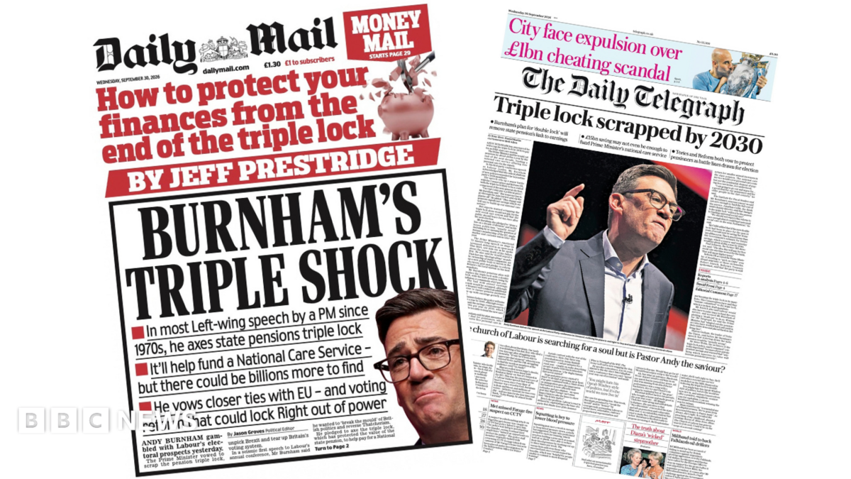 Newspaper headlines: ‘Burnham’s triple shock’ and ‘City face expulsion’