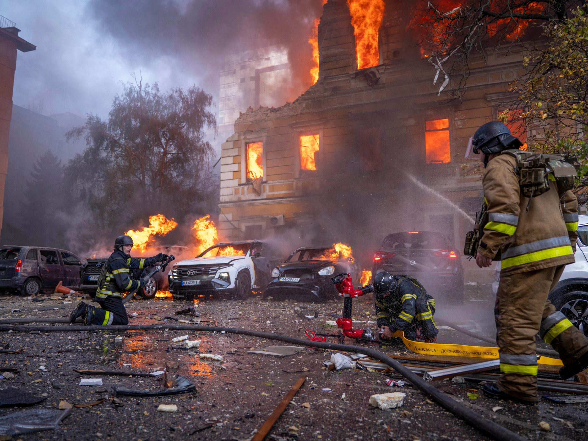Photos: Russian drone strikes pound civilian targets across Kyiv | Russia-Ukraine war News