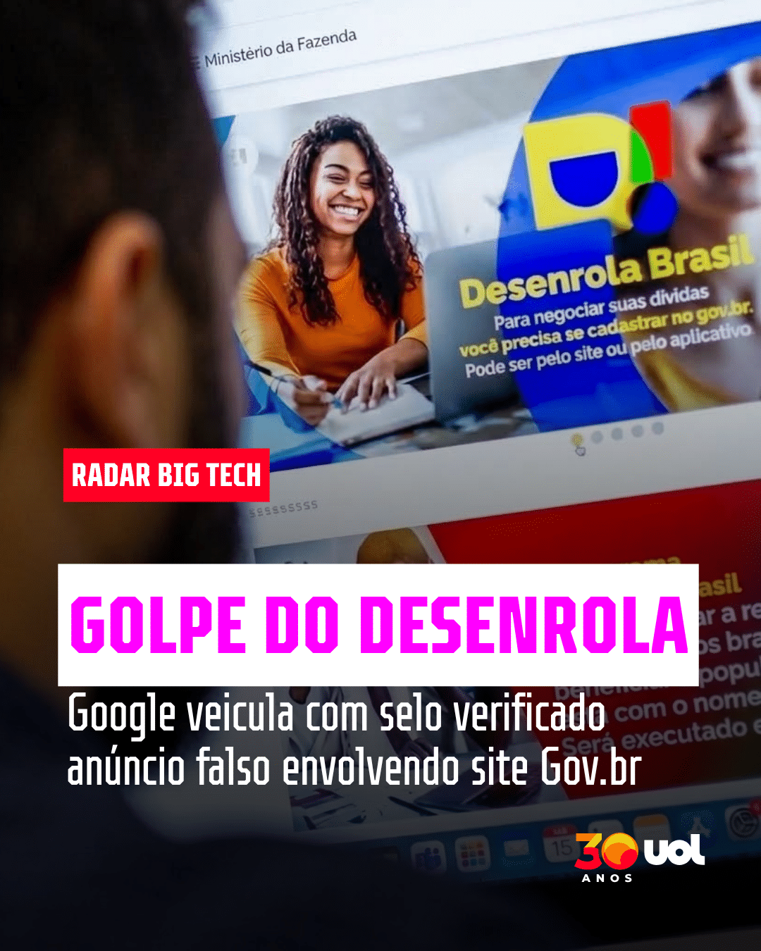 Google veicula, com selo verificado, anúncio falso de Desenrola e Gov.br