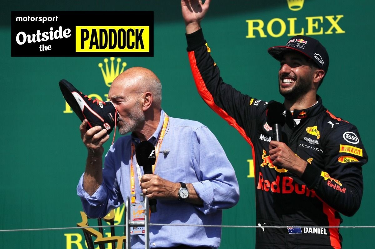 Remembering Sir Patrick Stewart’s unforgettable moment on the F1 podium with Daniel Ricciardo