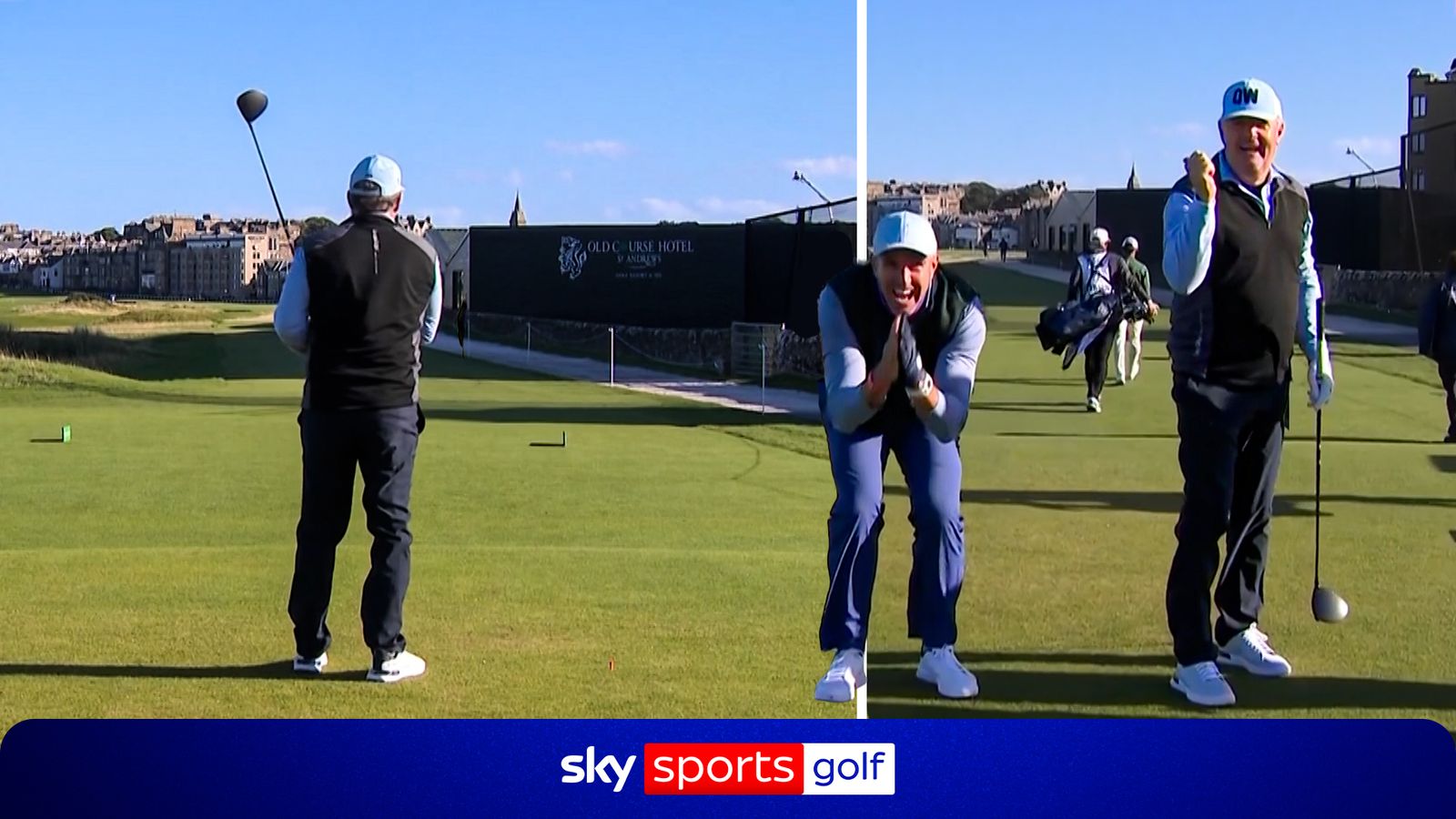 Piers Morgan's HORROR tee shot! Fans forced to duck and Kevin Pietersen in hysterics